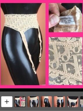 Vintage Christian Dior Logo Nude Garter